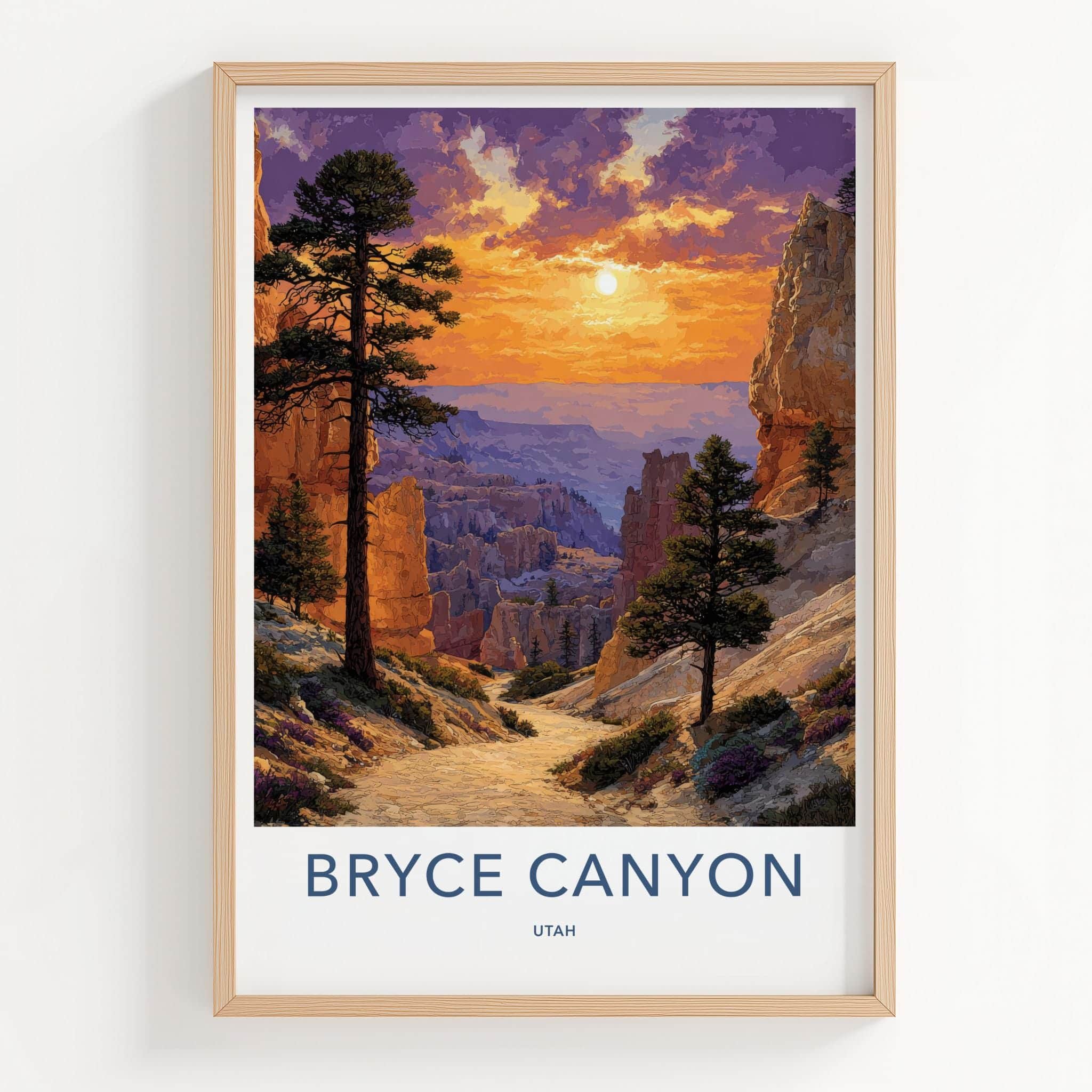 Bryce Canyon Poster - Utah Scenic Art - Sunset Hoodoo View Wall Decor