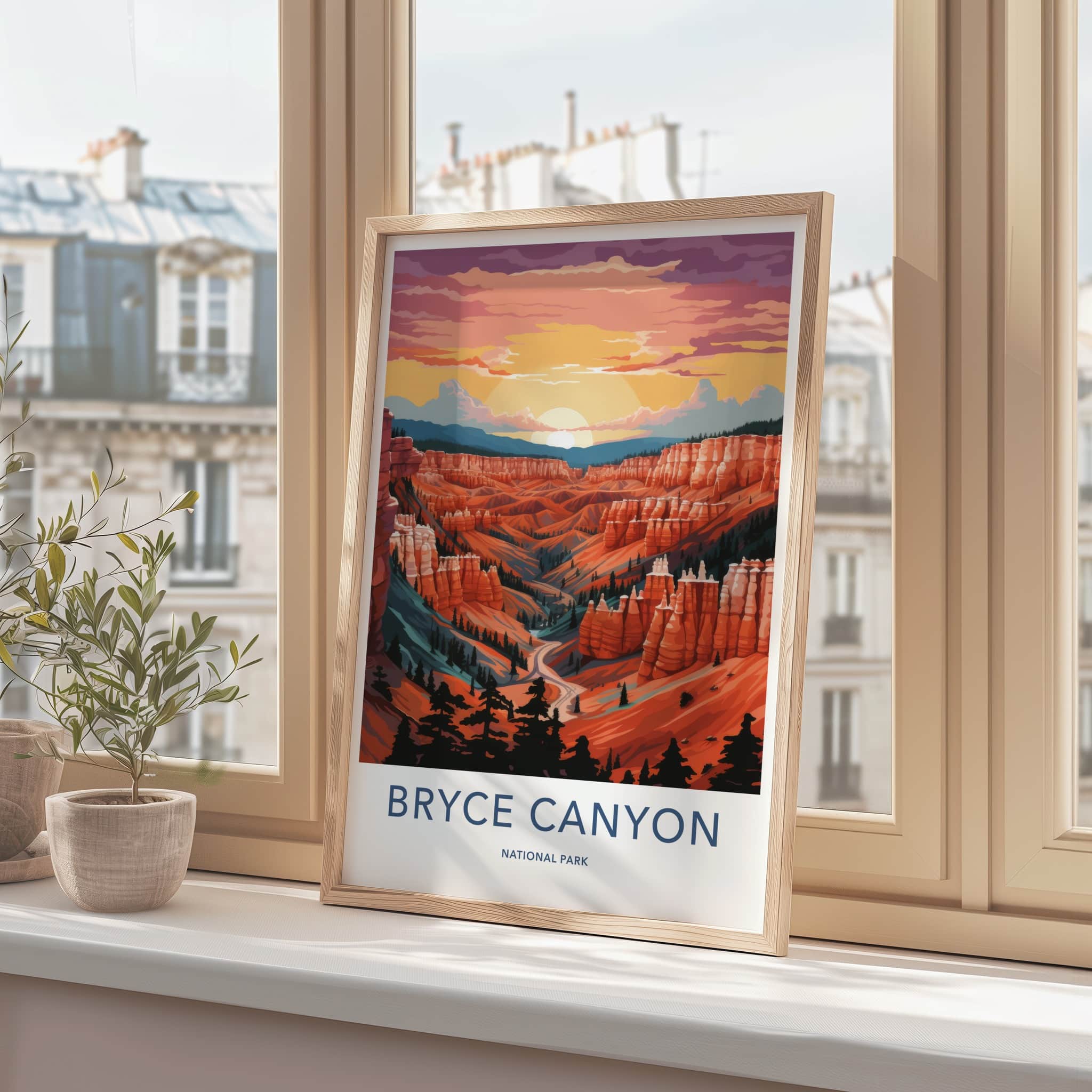 Bryce Canyon Poster - Utah Travel Art - Canyon Sunset Hoodoos Home Decor