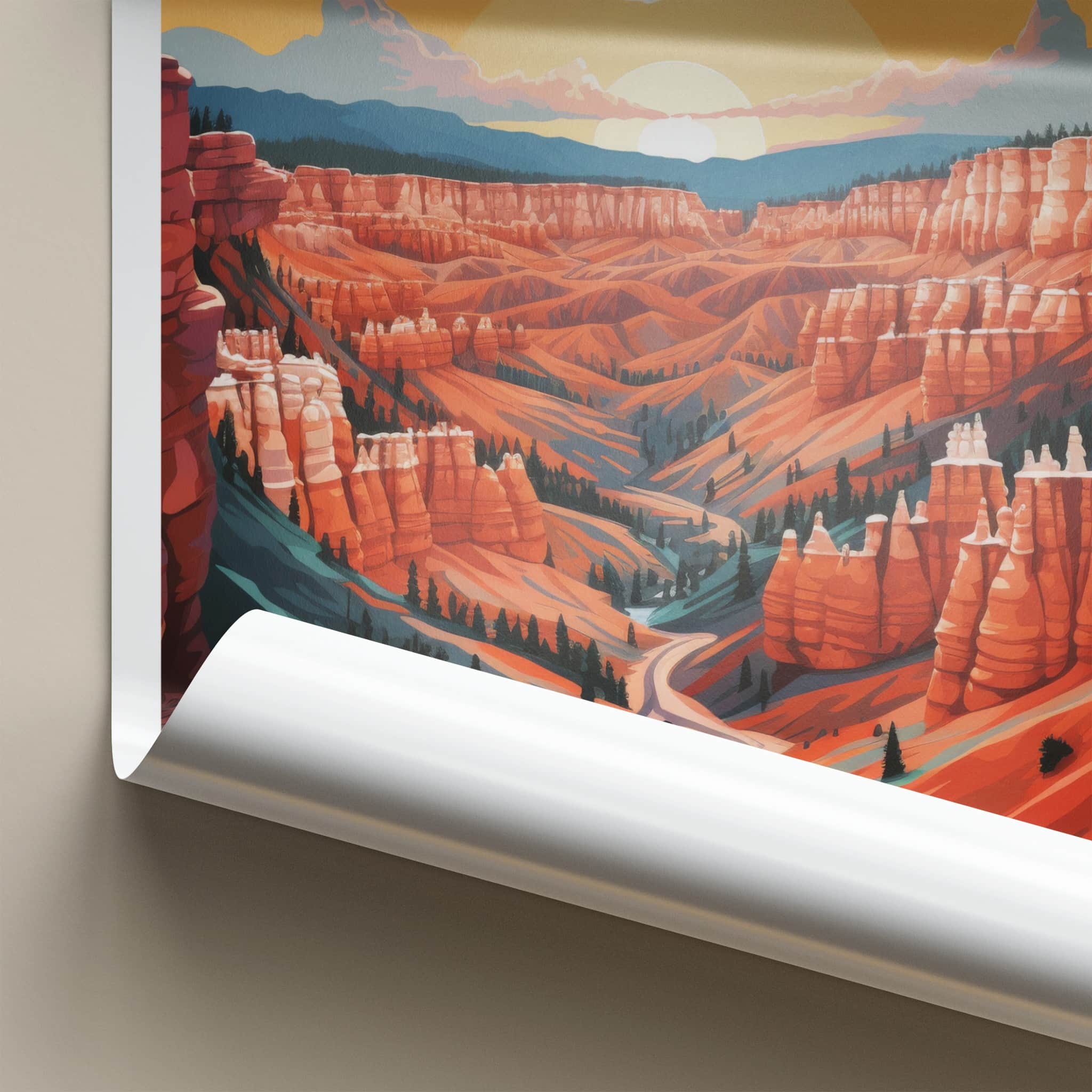 Bryce Canyon Poster - Utah Travel Art - Canyon Sunset Hoodoos Home Decor