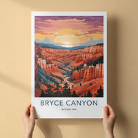 Bryce Canyon Poster - Utah Travel Art - Canyon Sunset Hoodoos Home Decor
