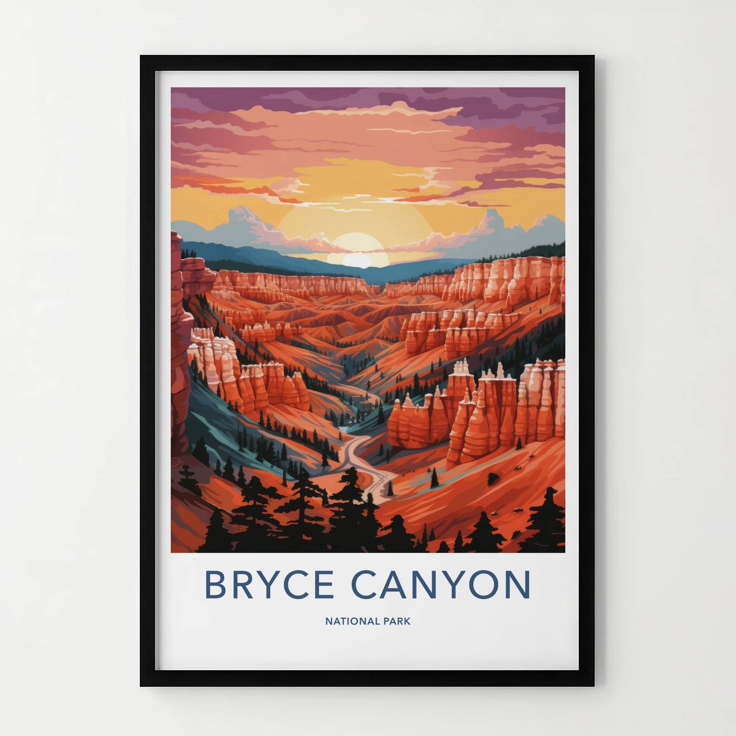 Bryce Canyon Poster - Utah Travel Art - Canyon Sunset Hoodoos Home Decor