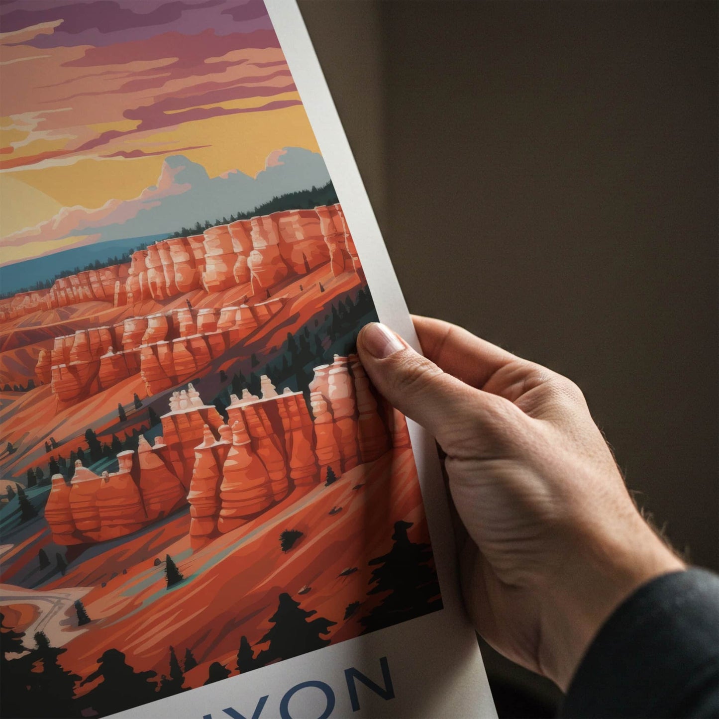 Bryce Canyon Poster - Utah Travel Art - Canyon Sunset Hoodoos Home Decor