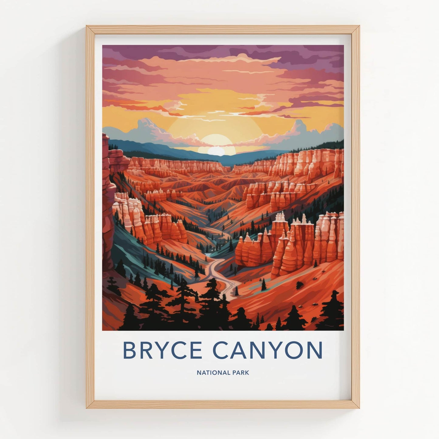 Bryce Canyon Poster - Utah Travel Art - Canyon Sunset Hoodoos Home Decor