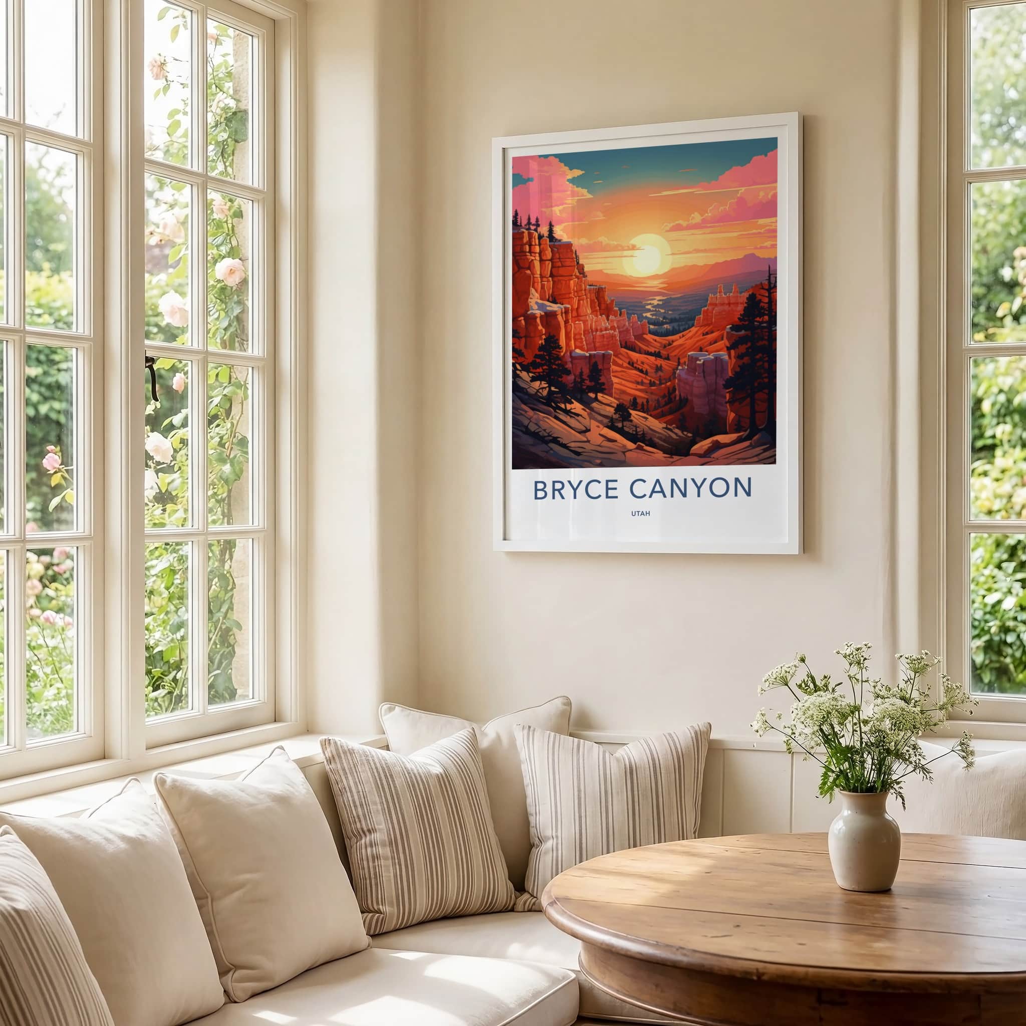 Bryce Canyon Poster - Utah Travel Art - Vibrant Sunset Canyon Home Decor
