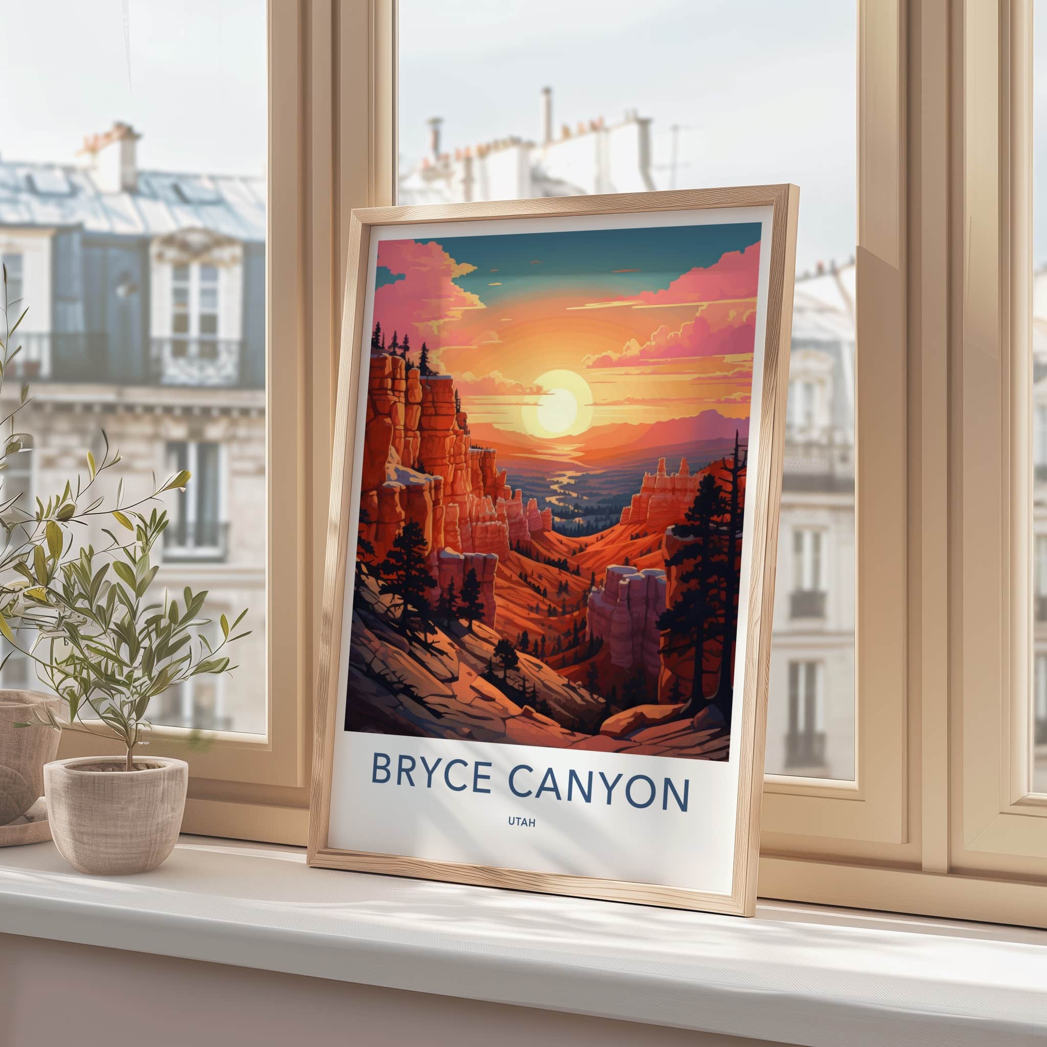 Bryce Canyon Poster - Utah Travel Art - Vibrant Sunset Canyon Home Decor