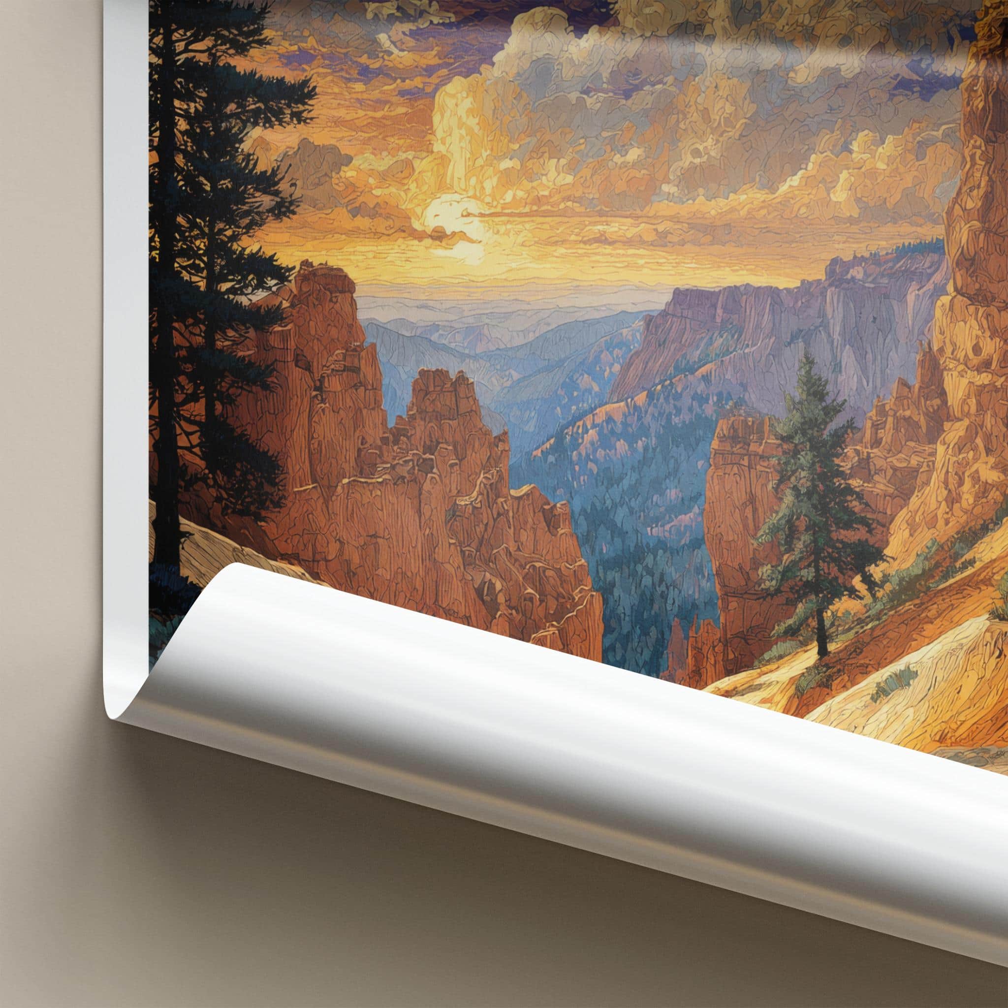 Bryce Canyon Poster - Utah Wall Art - Canyon Sunset Moon Home Decor