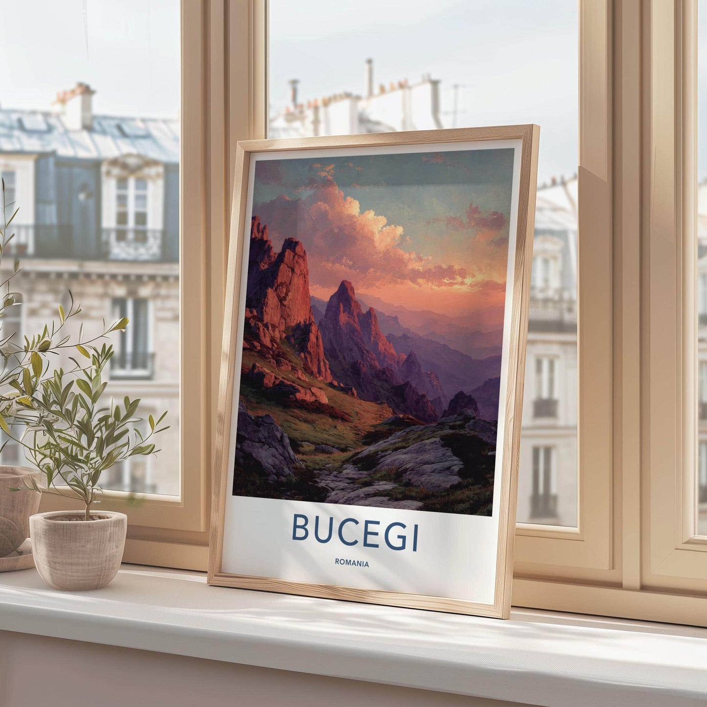 Bucegi Poster - Romania Fine Art - Crimson Mountain Peaks Room Decor