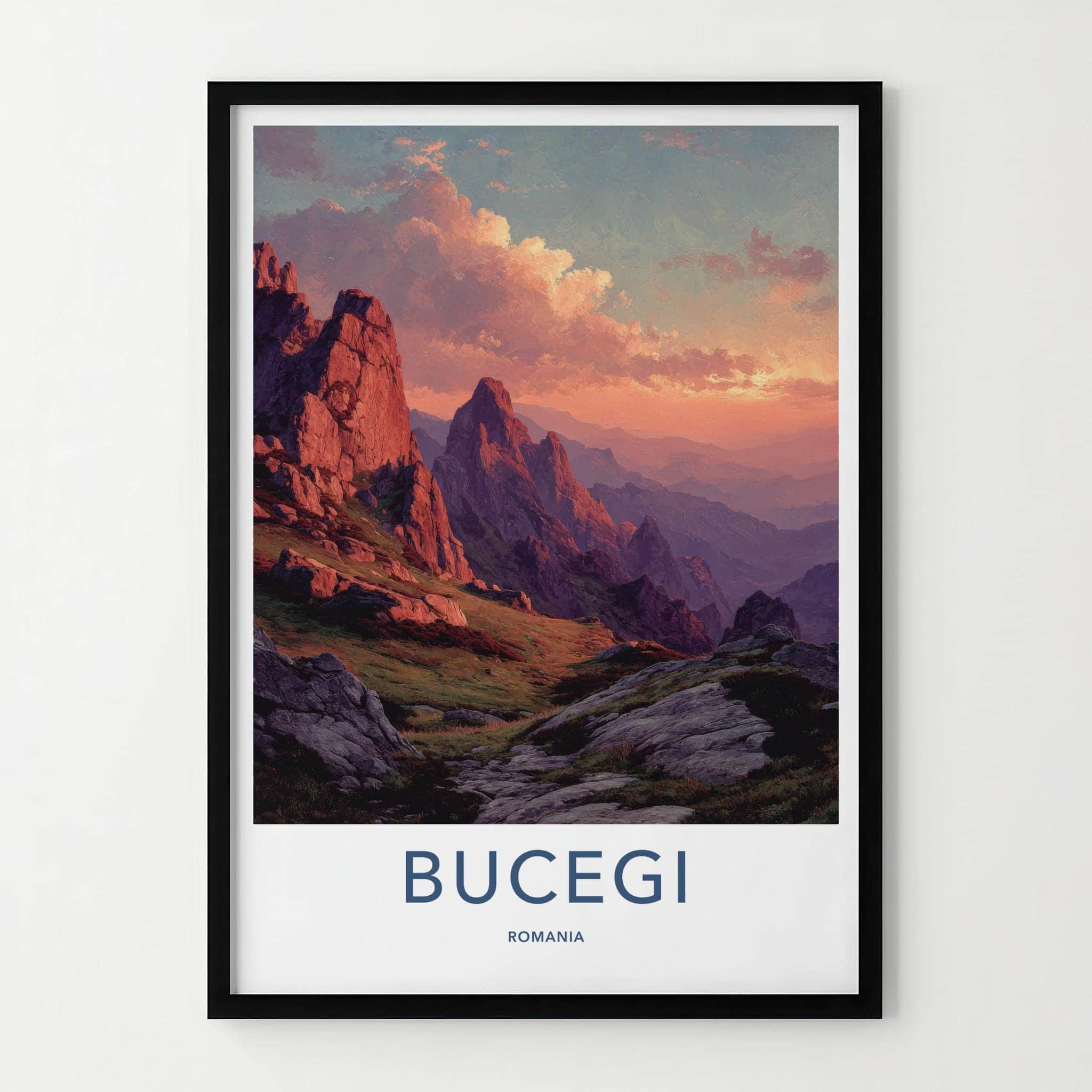 Bucegi Poster - Romania Fine Art - Crimson Mountain Peaks Room Decor