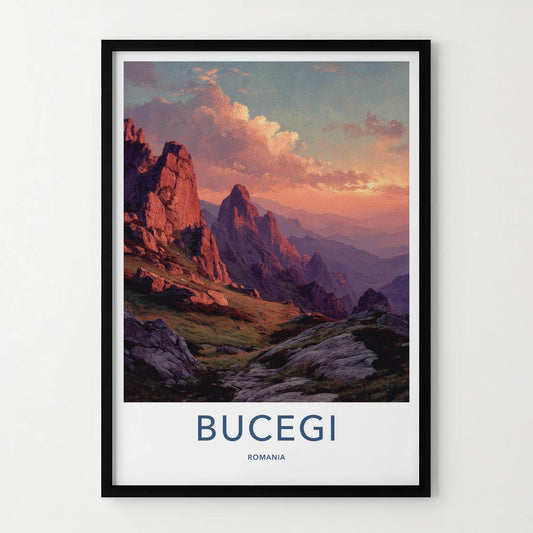 Bucegi Poster - Romania Fine Art - Crimson Mountain Peaks Room Decor