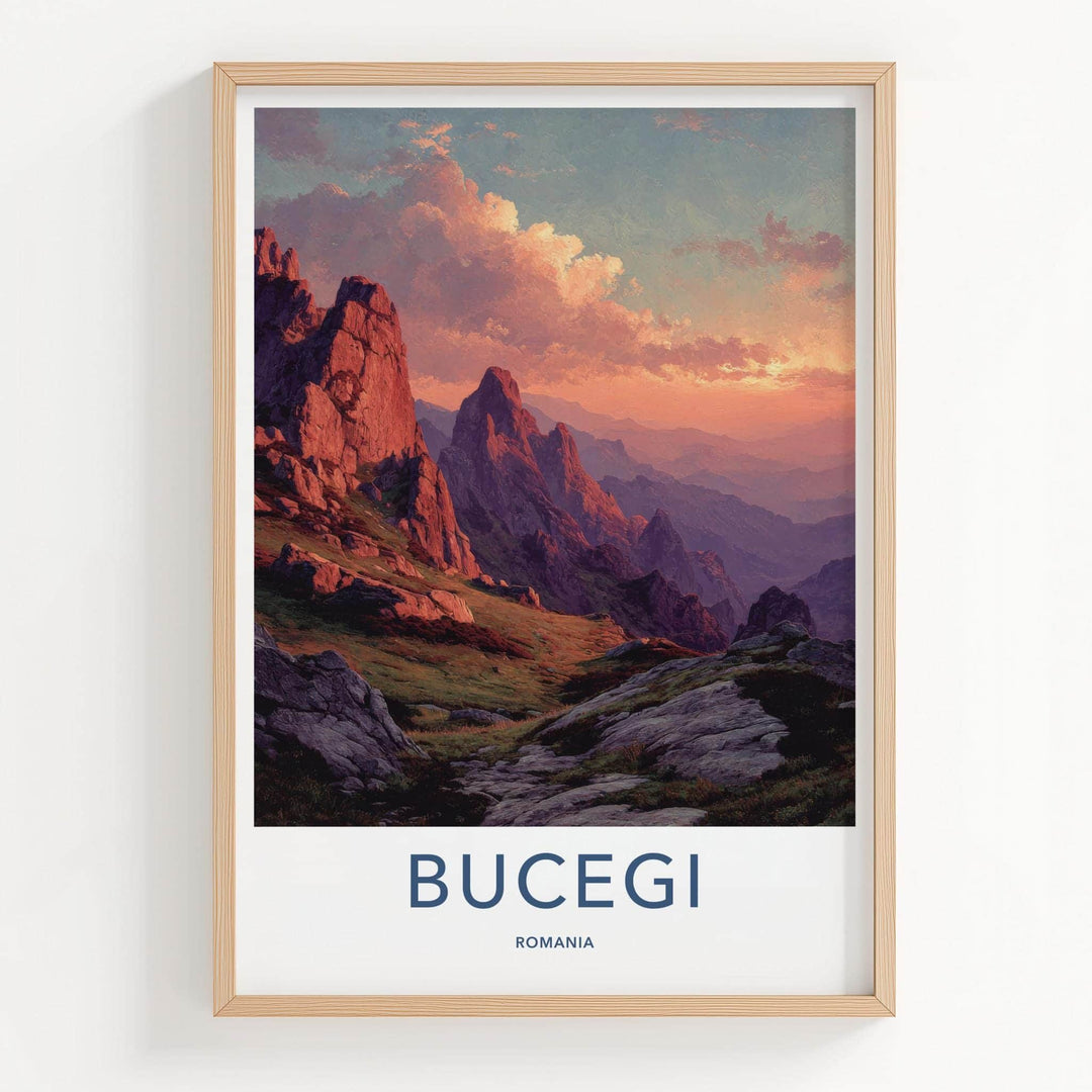 Bucegi Poster - Romania Fine Art - Crimson Mountain Peaks Room Decor