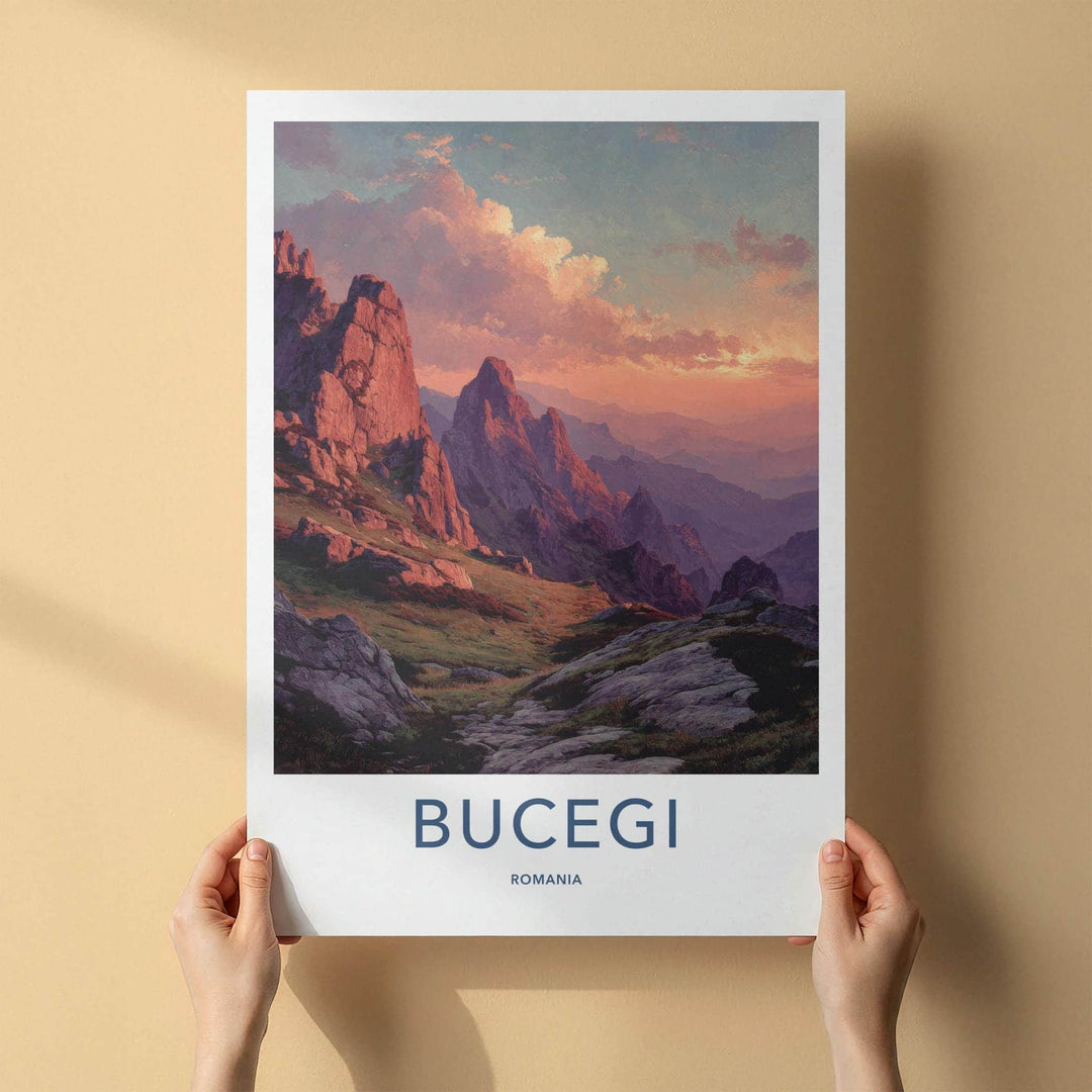 Bucegi Poster - Romania Fine Art - Crimson Mountain Peaks Room Decor