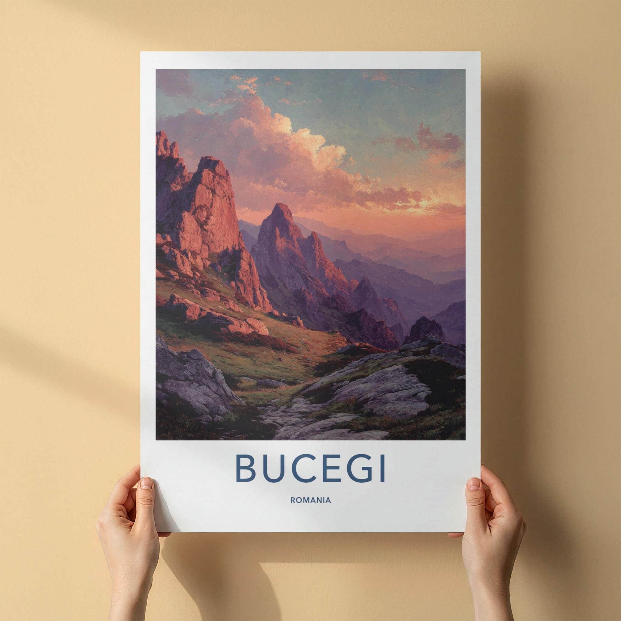 Bucegi Poster - Romania Fine Art - Crimson Mountain Peaks Room Decor