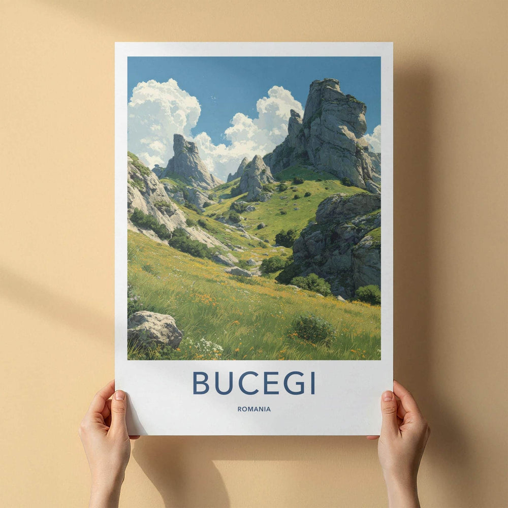 Bucegi Poster - Romania Travel Art - Majestic mountain vista Wall Decor