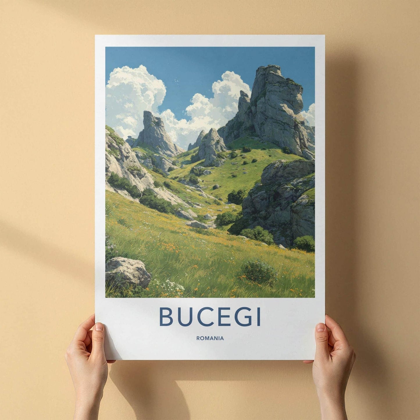 Bucegi Poster - Romania Travel Art - Majestic mountain vista Wall Decor