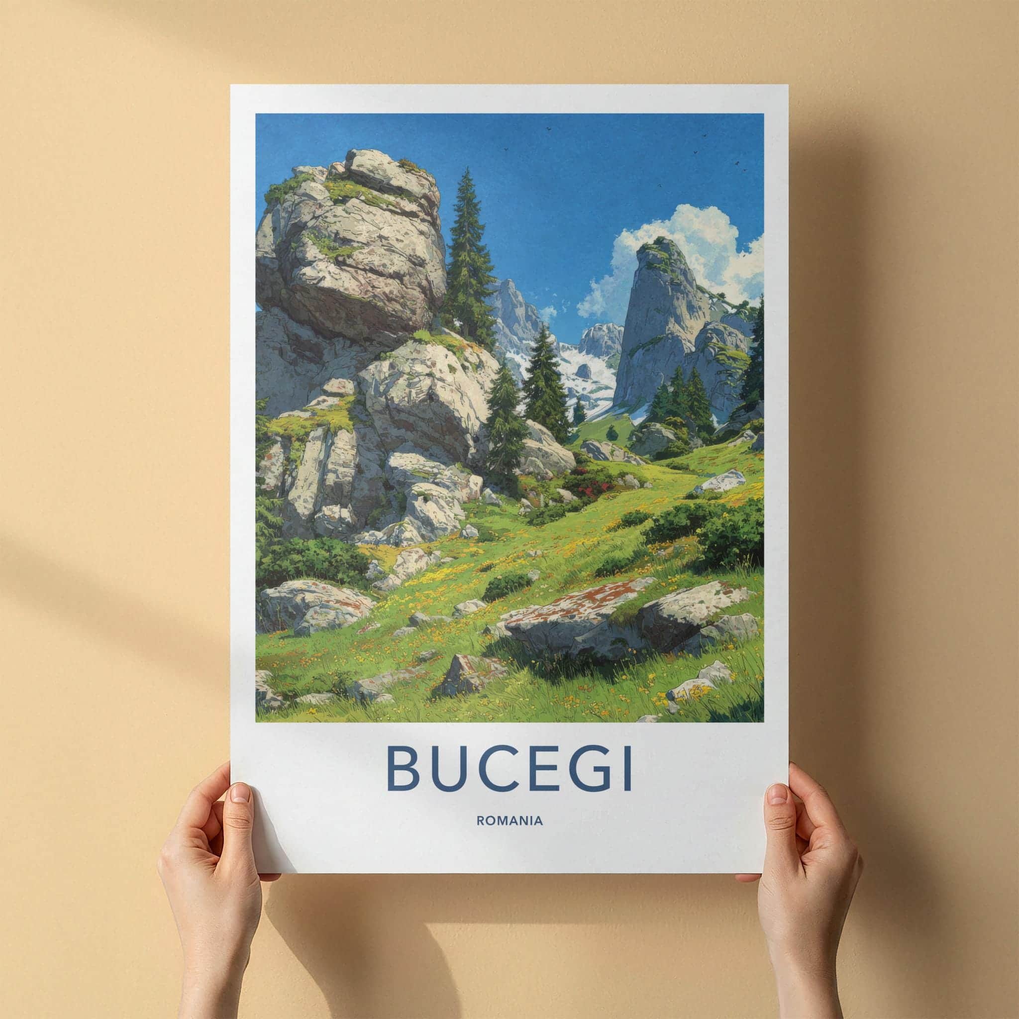 Bucegi Poster - Romania Travel Art - Rocky Mountain Meadow Home Decor