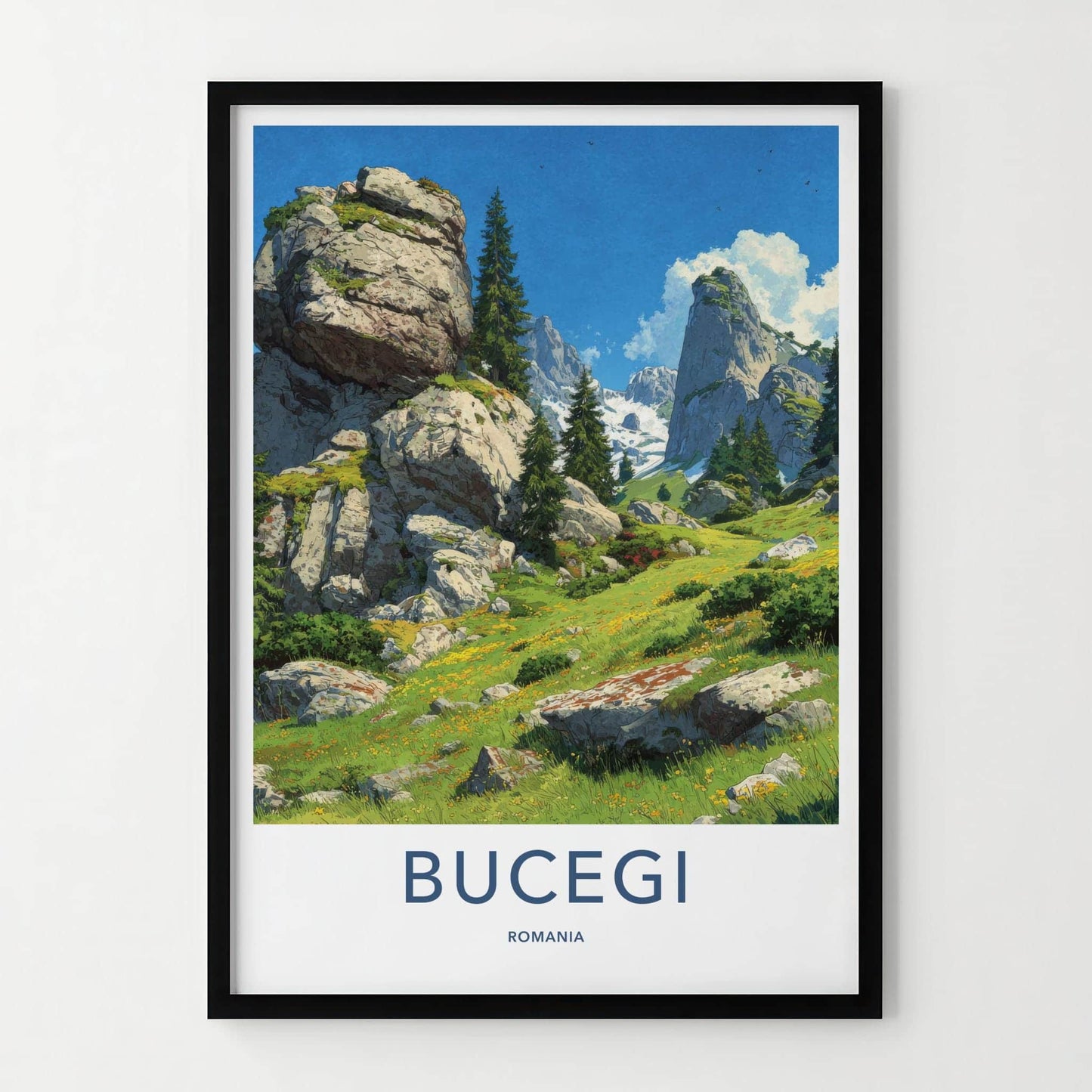Bucegi Poster - Romania Travel Art - Rocky Mountain Meadow Home Decor