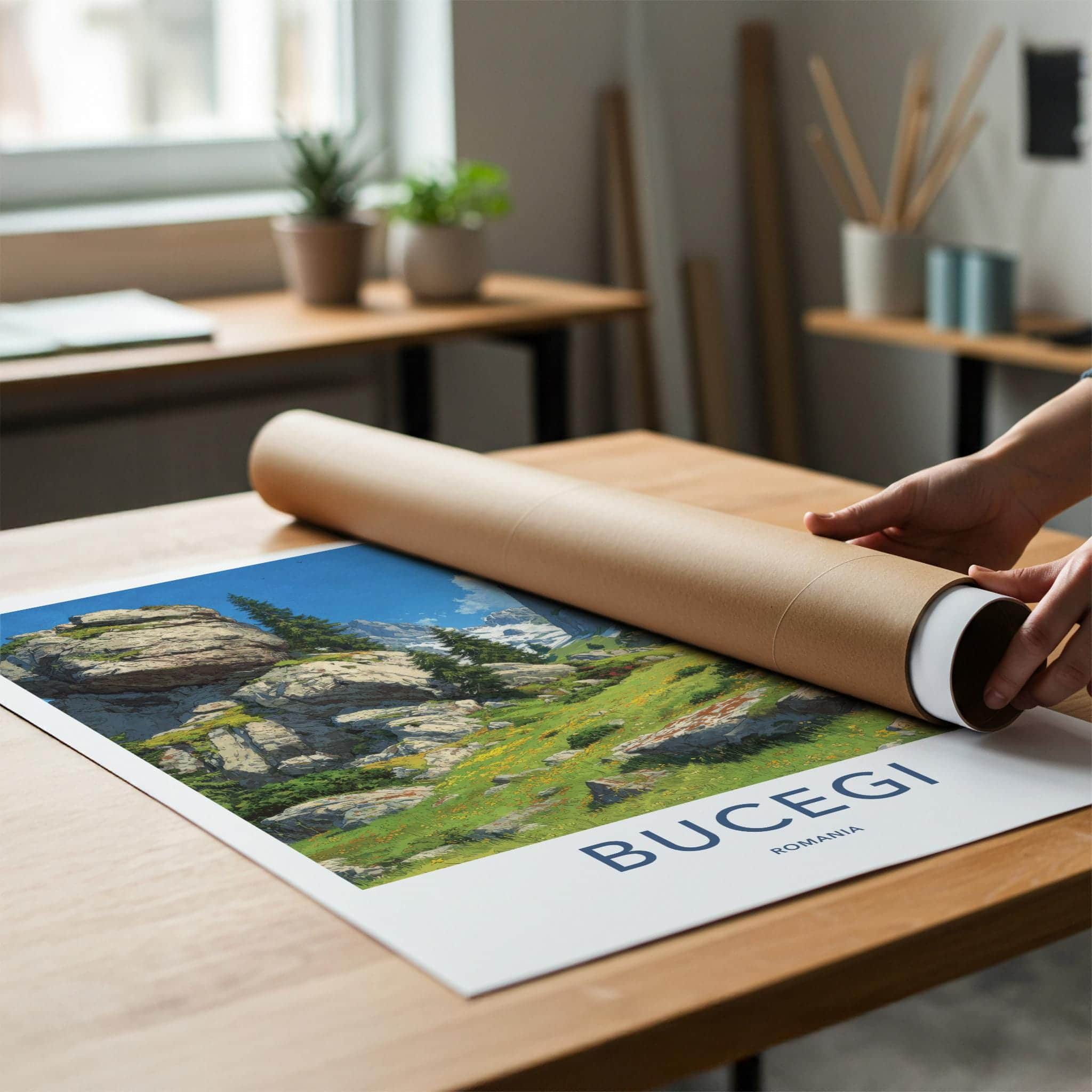 Bucegi Poster - Romania Travel Art - Rocky Mountain Meadow Home Decor