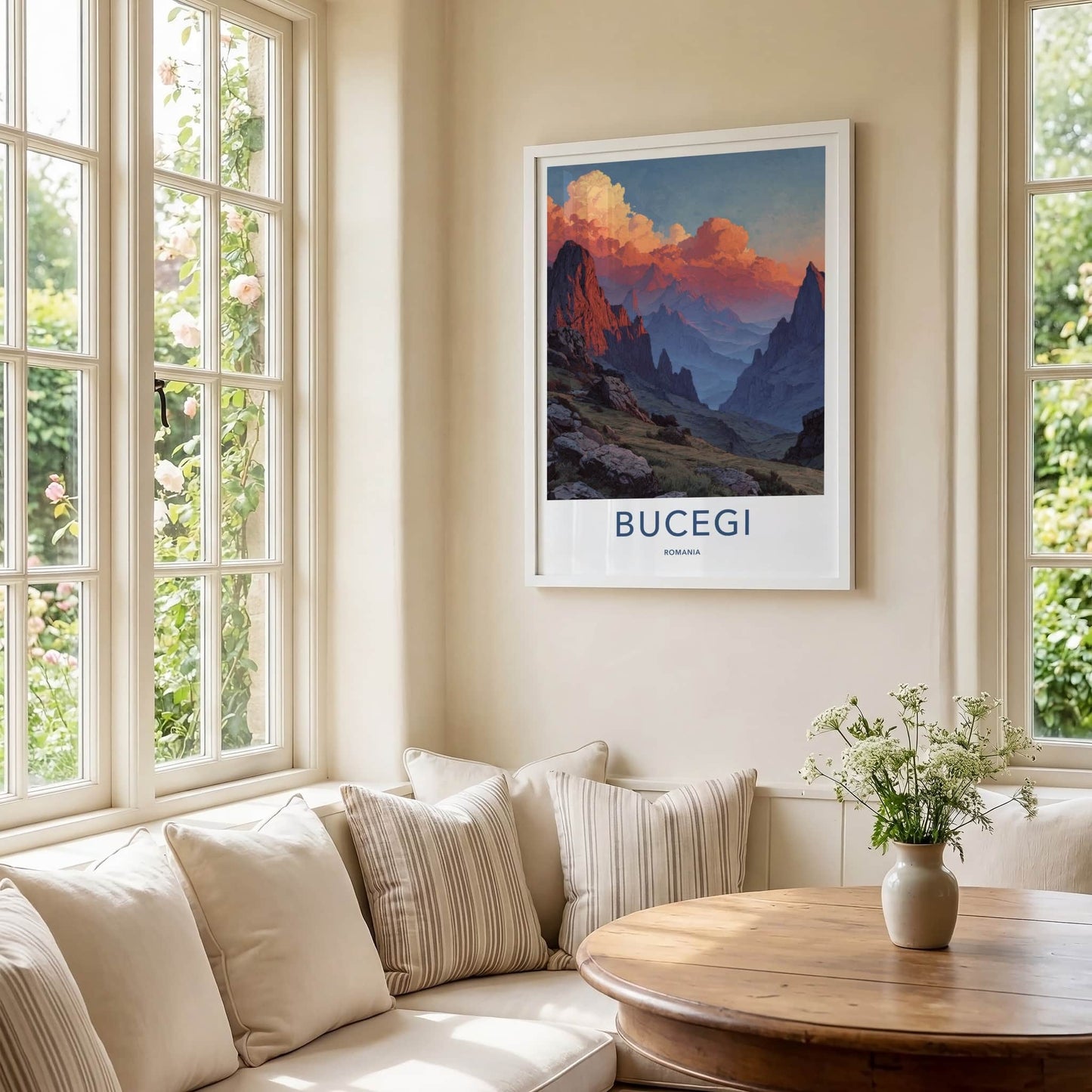 Bucegi Poster - Romania Travel Art - Sunset Clouds Peaks Home Decor