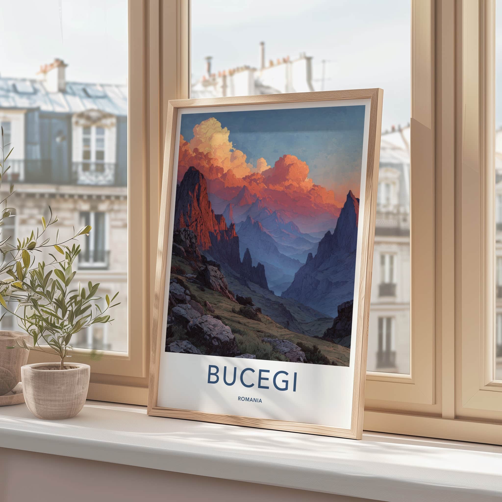 Bucegi Poster - Romania Travel Art - Sunset Clouds Peaks Home Decor
