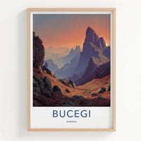 Bucegi Poster - Romania Travel Art - Vibrant Mountain Landscape Wall Decor
