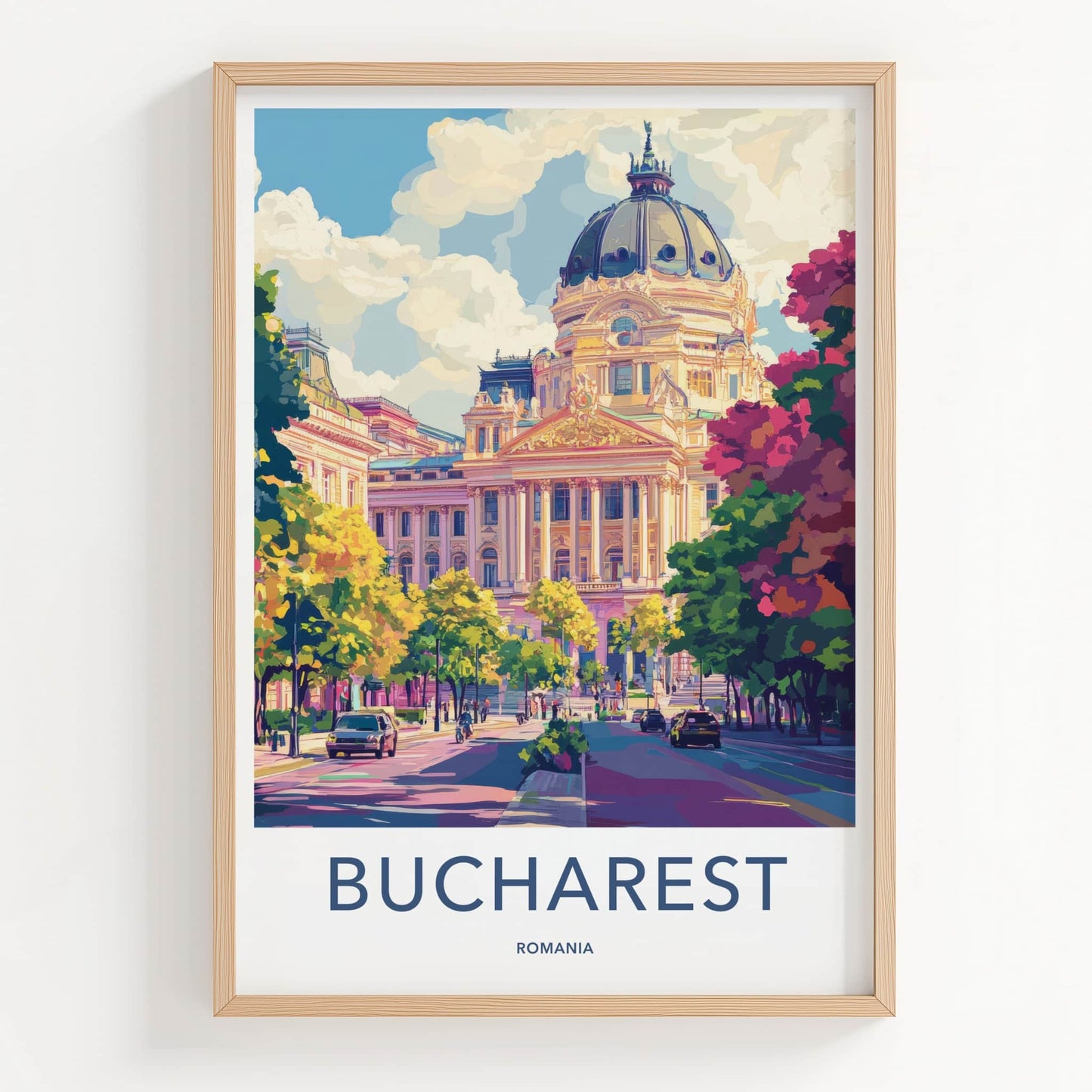 Bucharest Poster - Romania Art Print - Grand Domed Building Home Decor