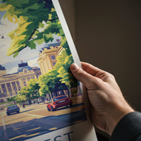 Bucharest Poster - Romania Travel Art - Grand Boulevard Building Home Decor