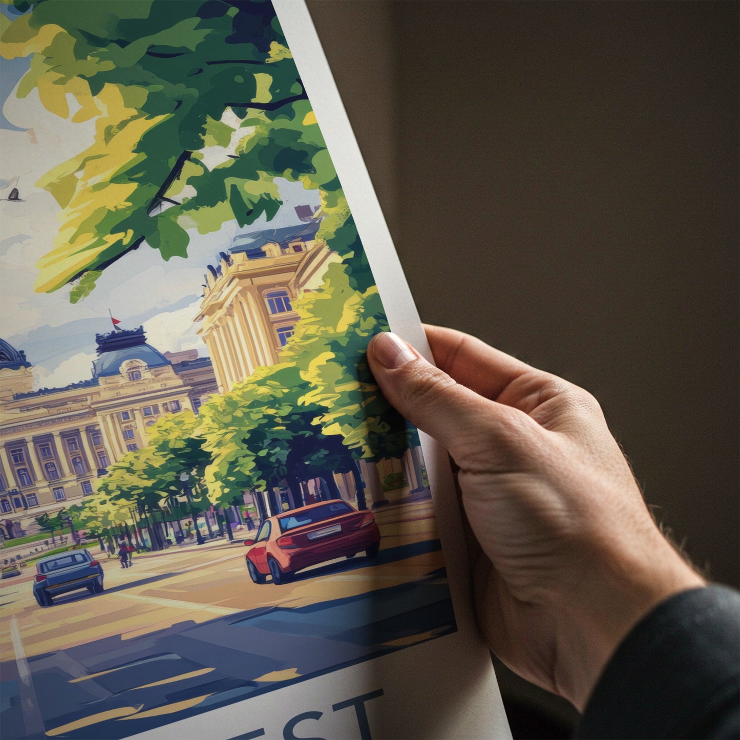 Bucharest Poster - Romania Travel Art - Grand Boulevard Building Home Decor