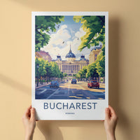 Bucharest Poster - Romania Travel Art - Grand Boulevard Building Home Decor