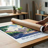 Bucharest Poster - Romania Travel Art - Grand Boulevard Building Home Decor