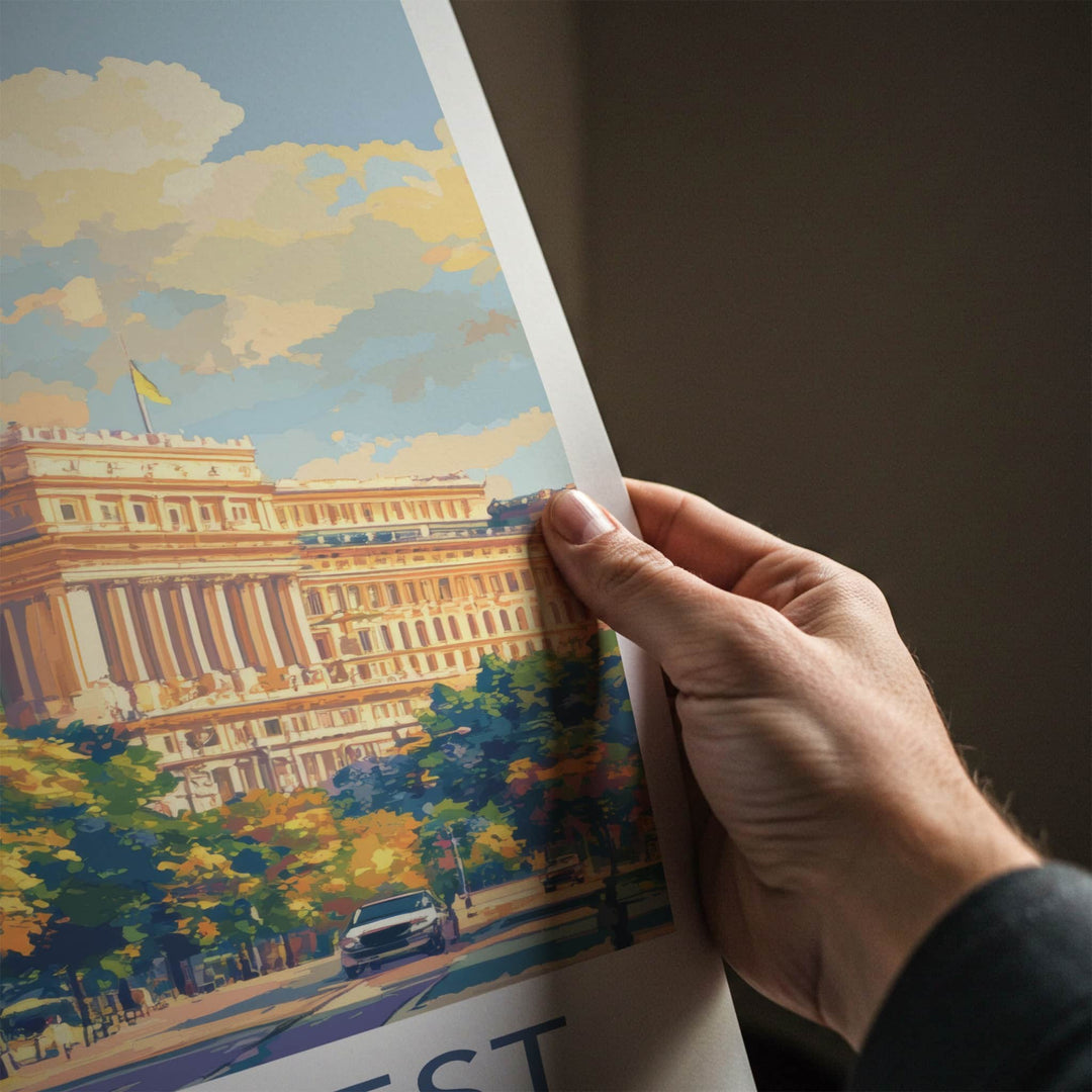 Bucharest Poster - Romania Travel Art - Grand City Street Home Decor