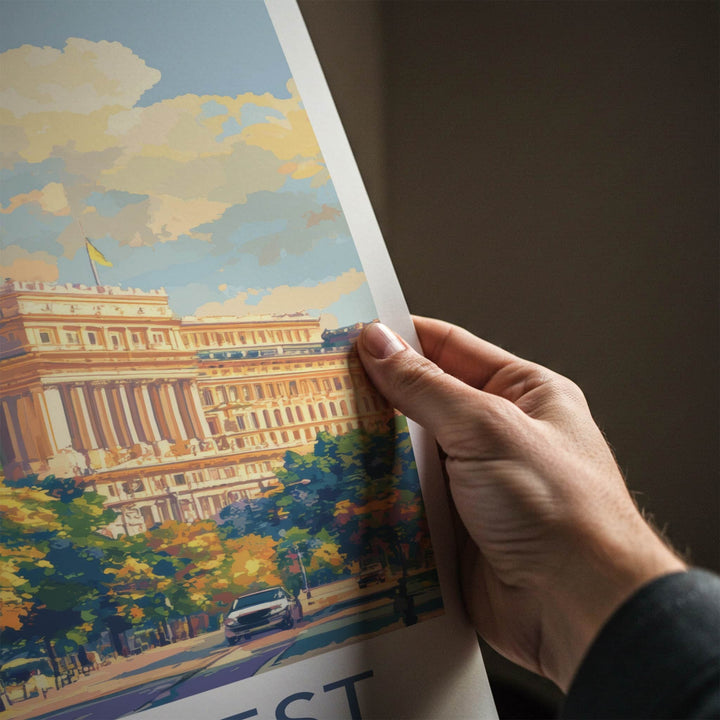 Bucharest Poster - Romania Travel Art - Grand City Street Home Decor