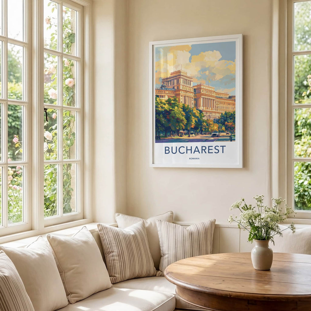 Bucharest Poster - Romania Travel Art - Grand City Street Home Decor