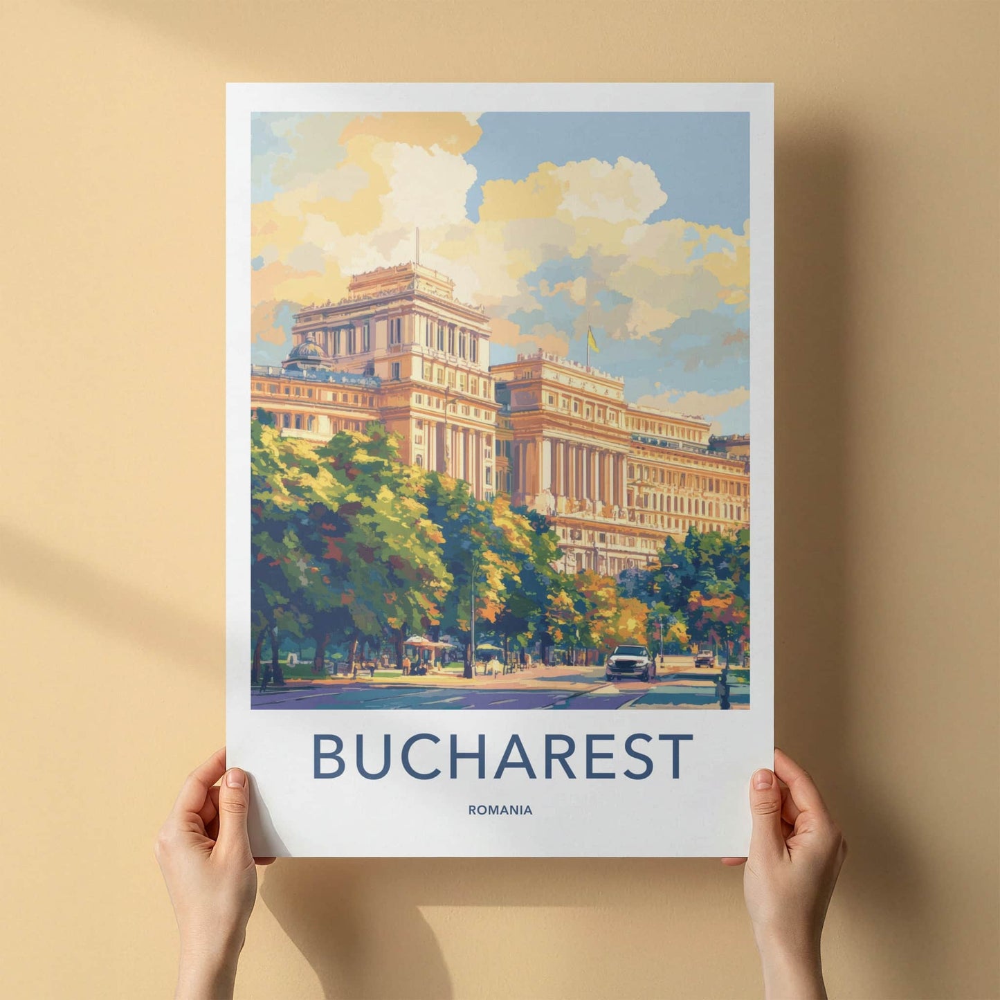 Bucharest Poster - Romania Travel Art - Grand City Street Home Decor