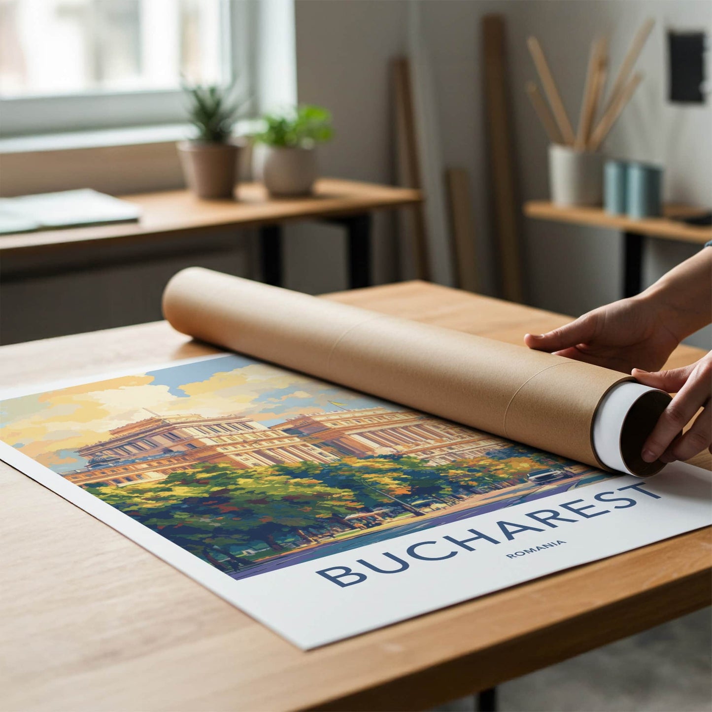 Bucharest Poster - Romania Travel Art - Grand City Street Home Decor
