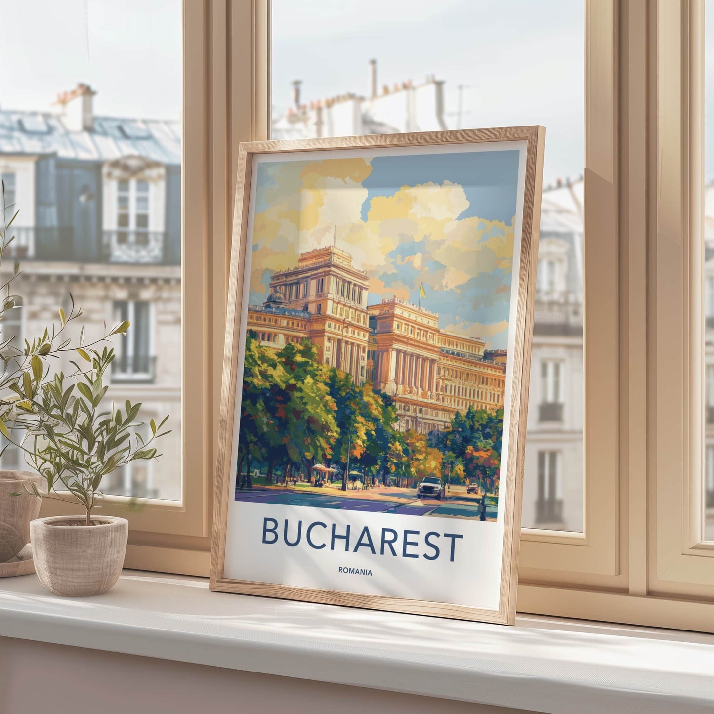 Bucharest Poster - Romania Travel Art - Grand City Street Home Decor