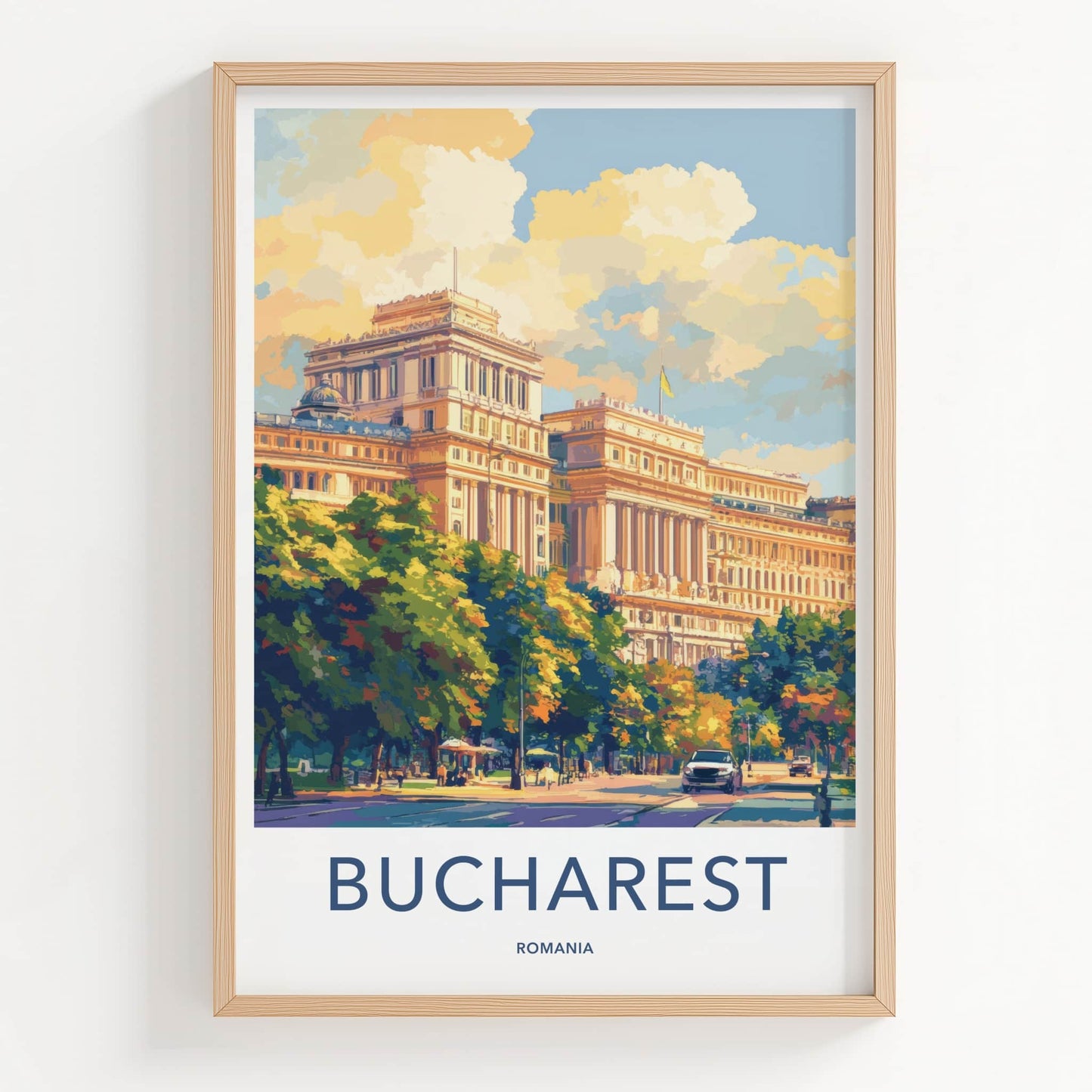 Bucharest Poster - Romania Travel Art - Grand City Street Home Decor