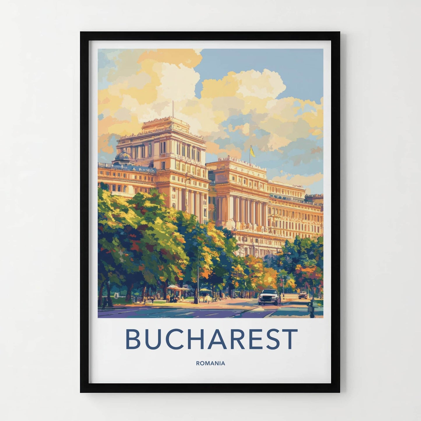 Bucharest Poster - Romania Travel Art - Grand City Street Home Decor