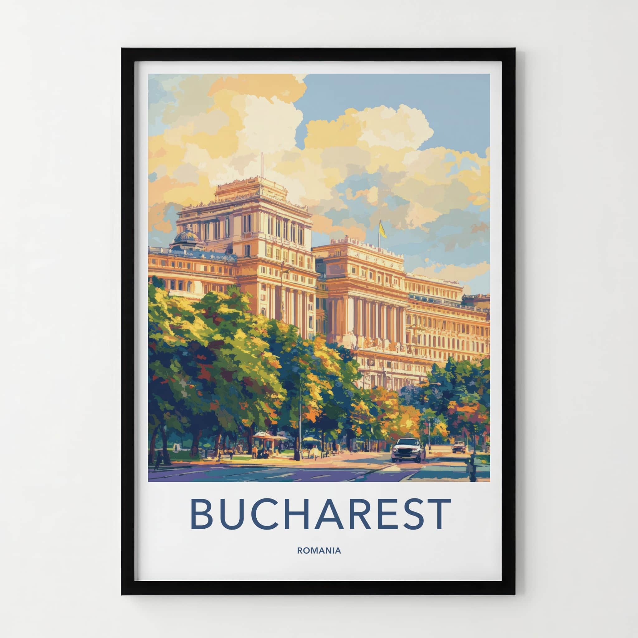 Bucharest Poster - Romania Travel Art - Grand City Street Home Decor