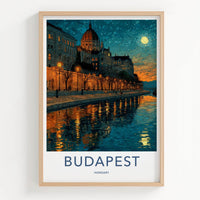 Budapest Poster - Hungary Scenic Art - Parliament river glow Wall Decor