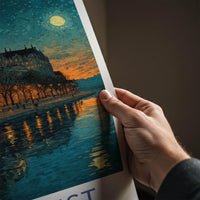 Budapest Poster - Hungary Scenic Art - Parliament river glow Wall Decor