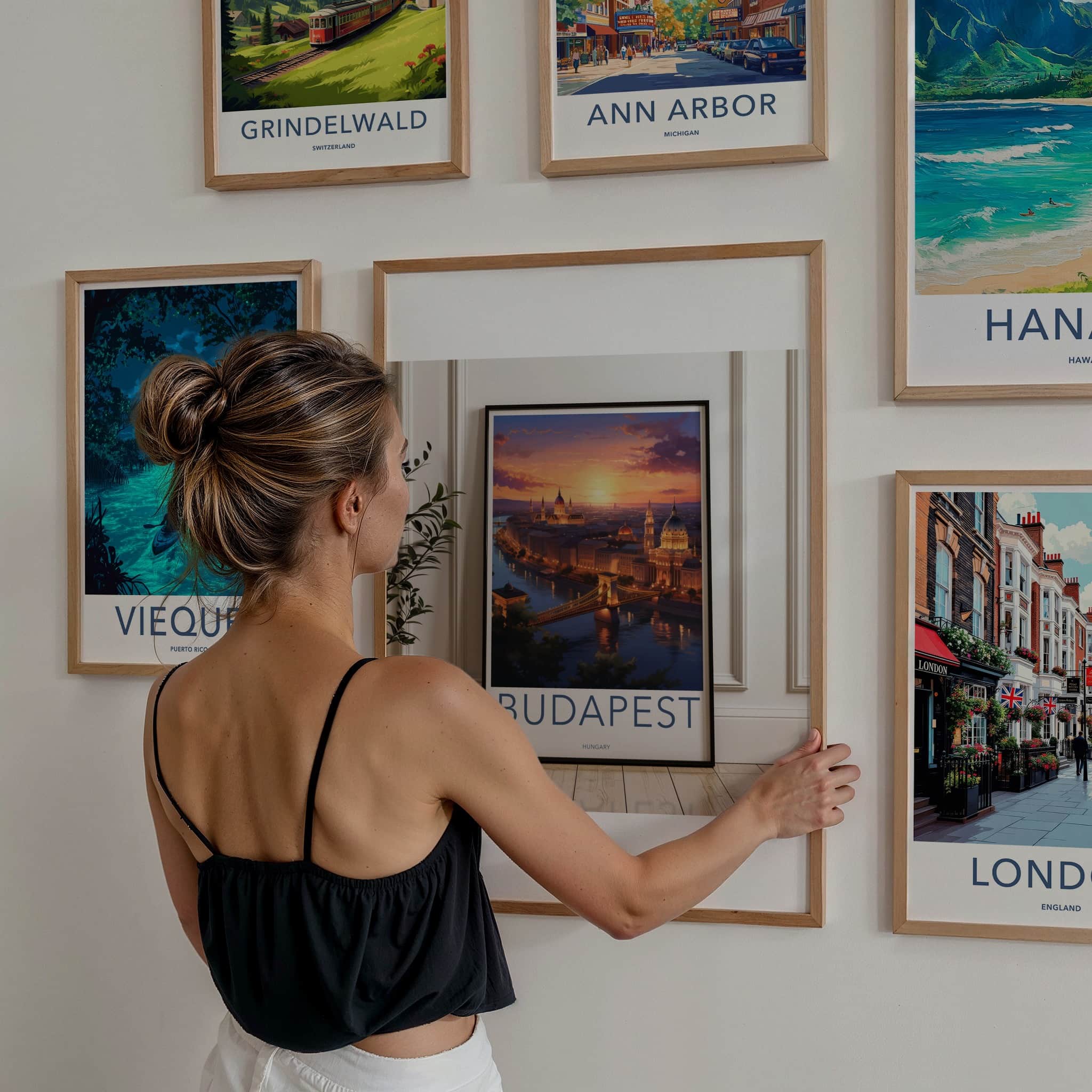 Budapest Poster - Hungary Travel Art - Bridge Sunset City Home Decor