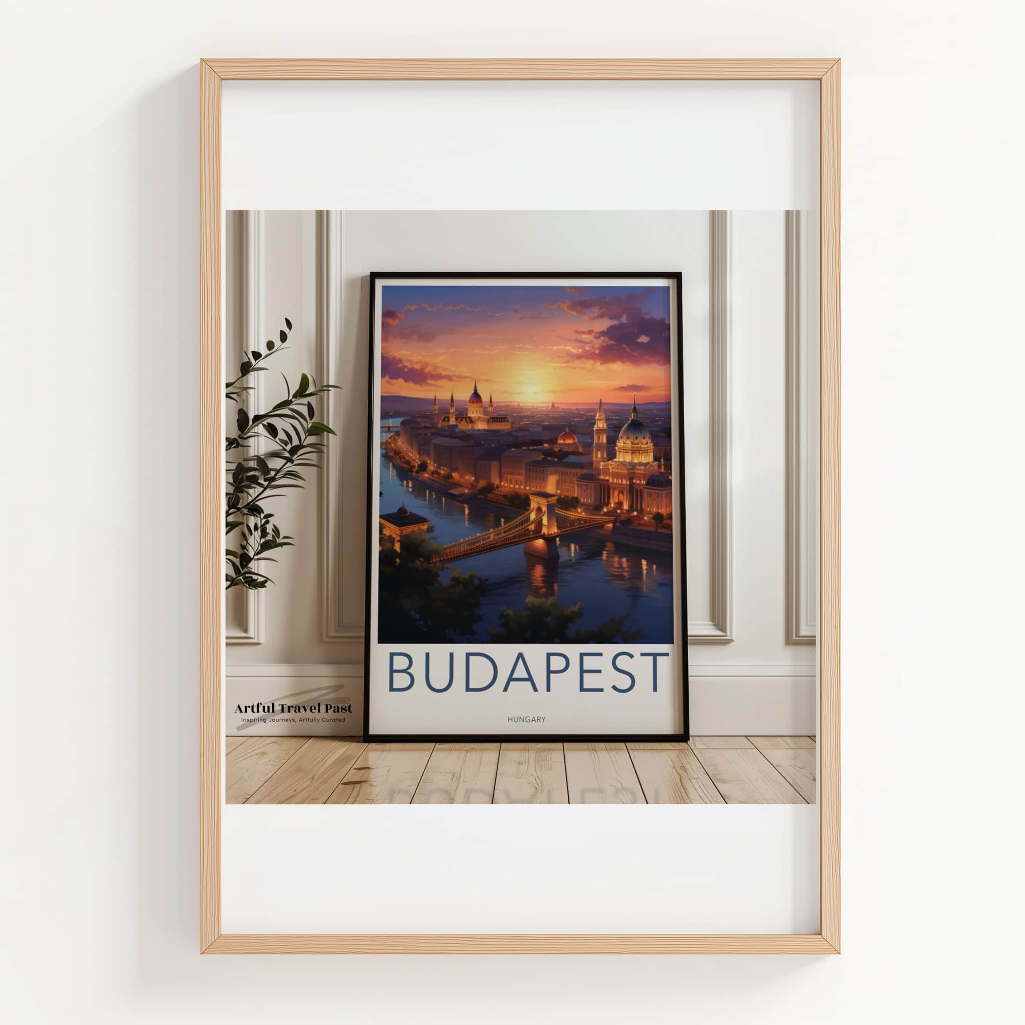 Budapest Poster - Hungary Travel Art - Bridge Sunset City Home Decor