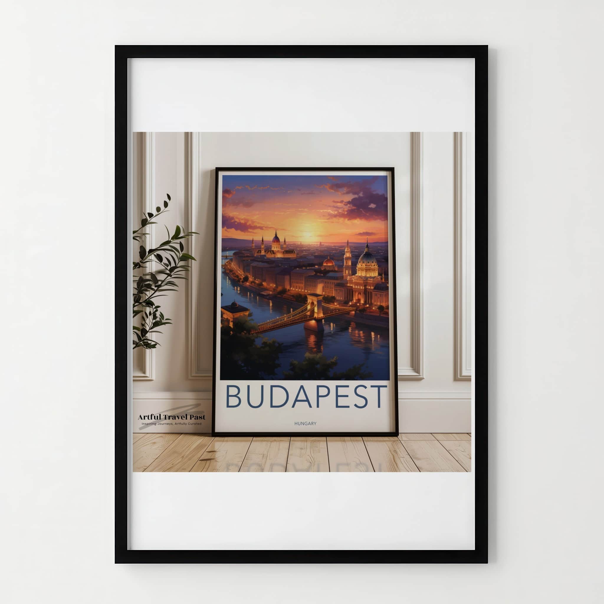 Budapest Poster - Hungary Travel Art - Bridge Sunset City Home Decor