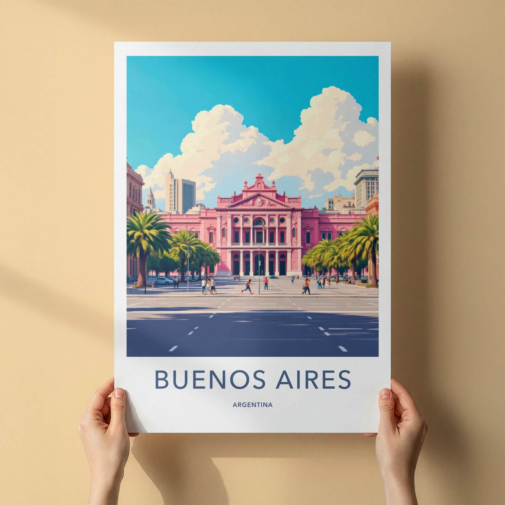 Buenos Aires Poster - Argentina Travel Art - Iconic Pink Building Home Decor