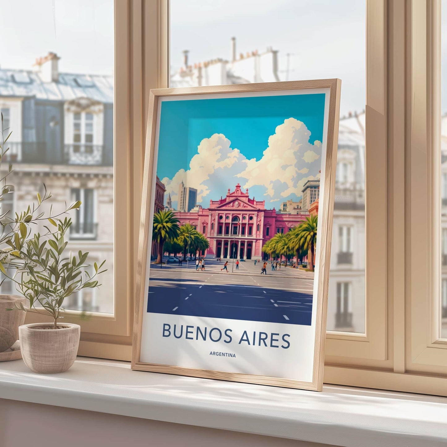 Buenos Aires Poster - Argentina Travel Art - Iconic Pink Building Home Decor