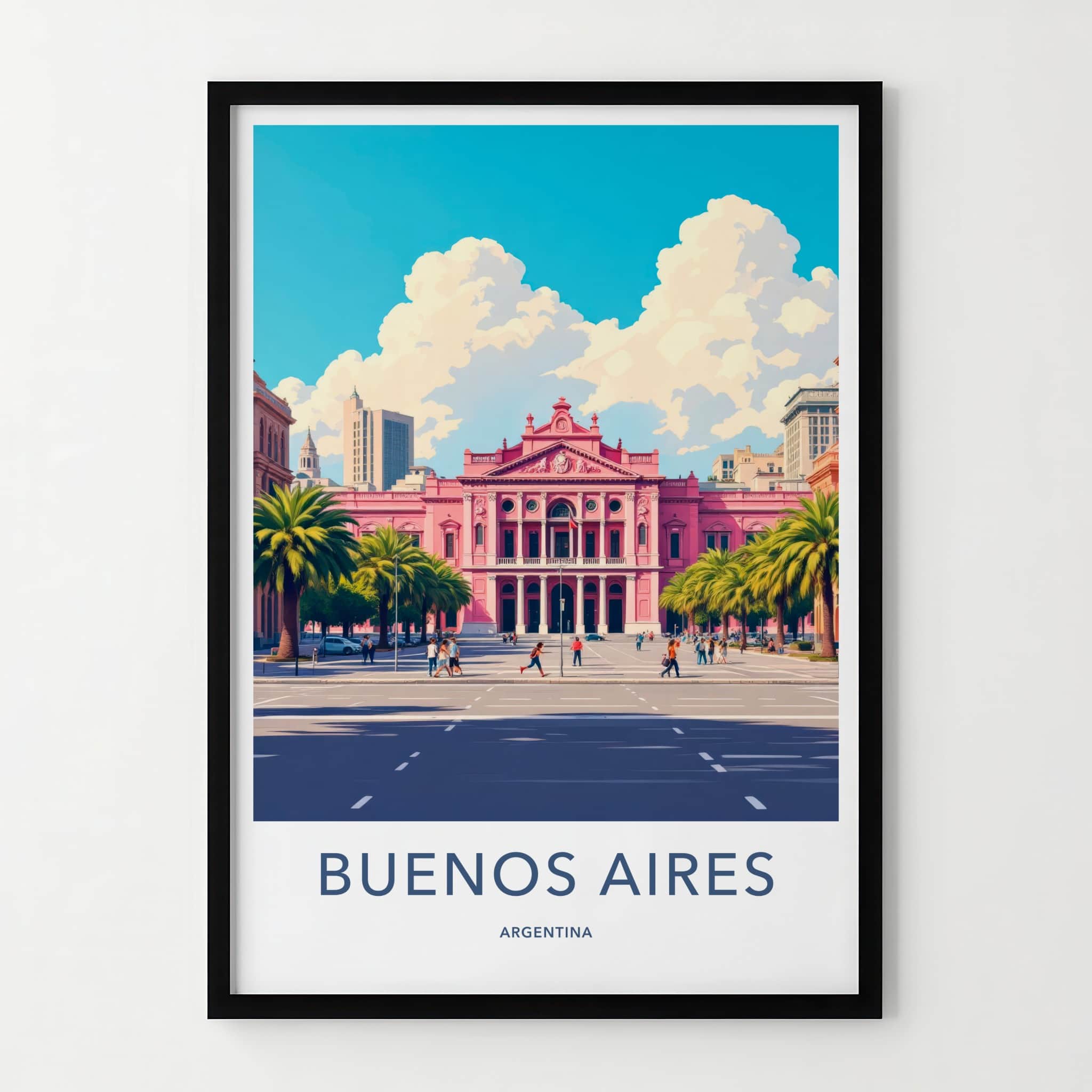 Buenos Aires Poster - Argentina Travel Art - Iconic Pink Building Home Decor