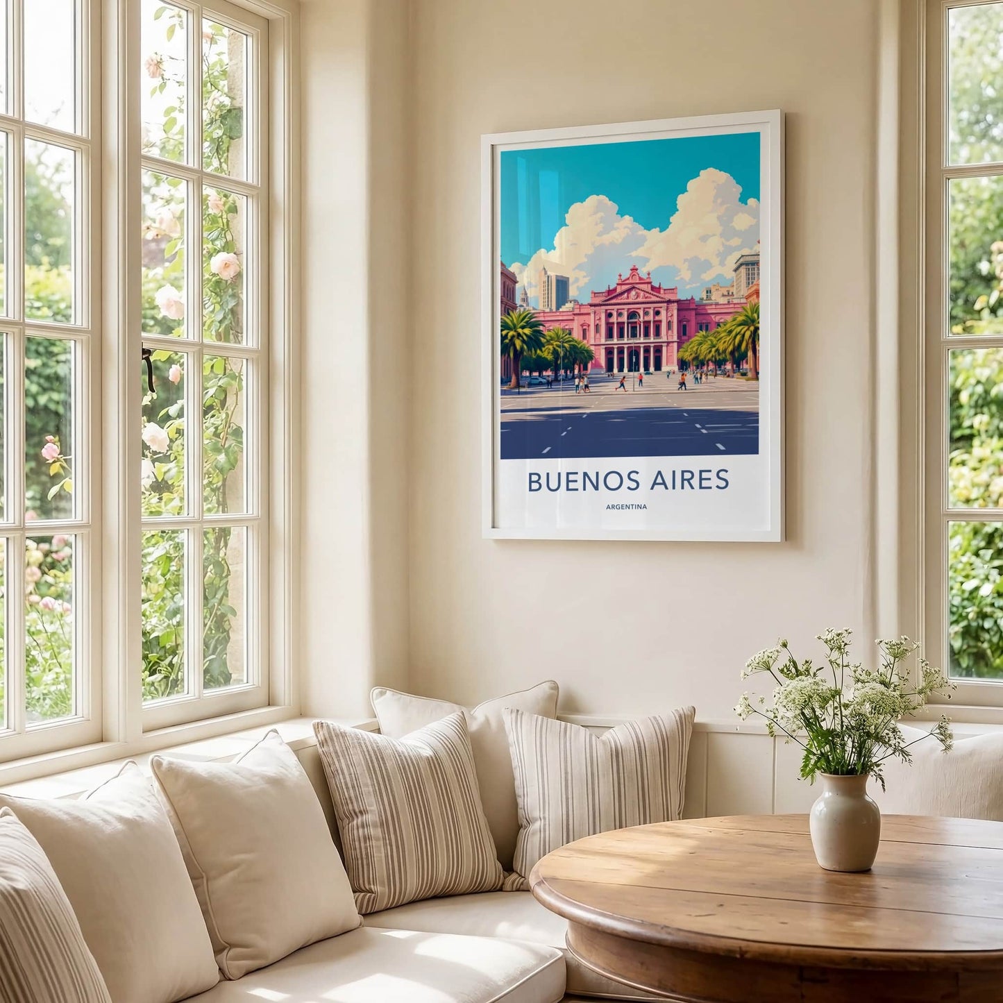 Buenos Aires Poster - Argentina Travel Art - Iconic Pink Building Home Decor