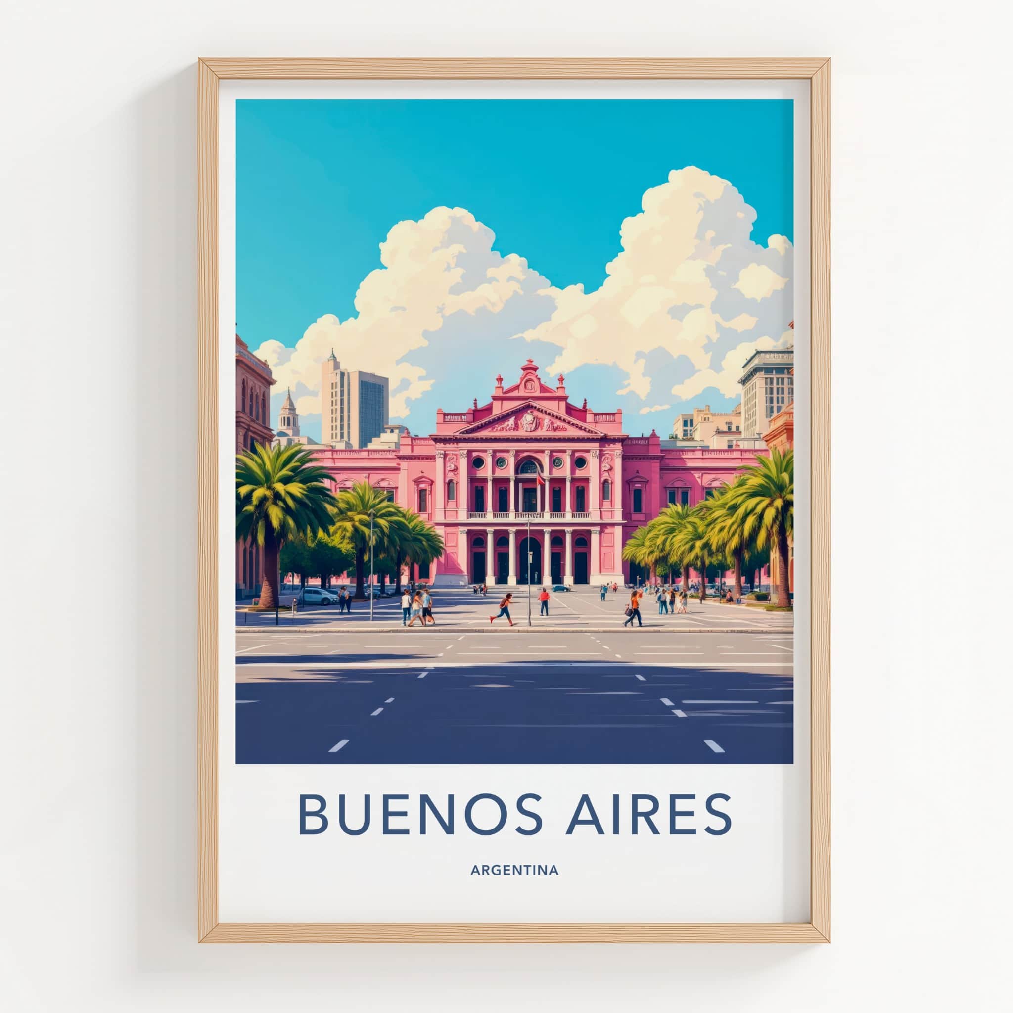 Buenos Aires Poster - Argentina Travel Art - Iconic Pink Building Home Decor