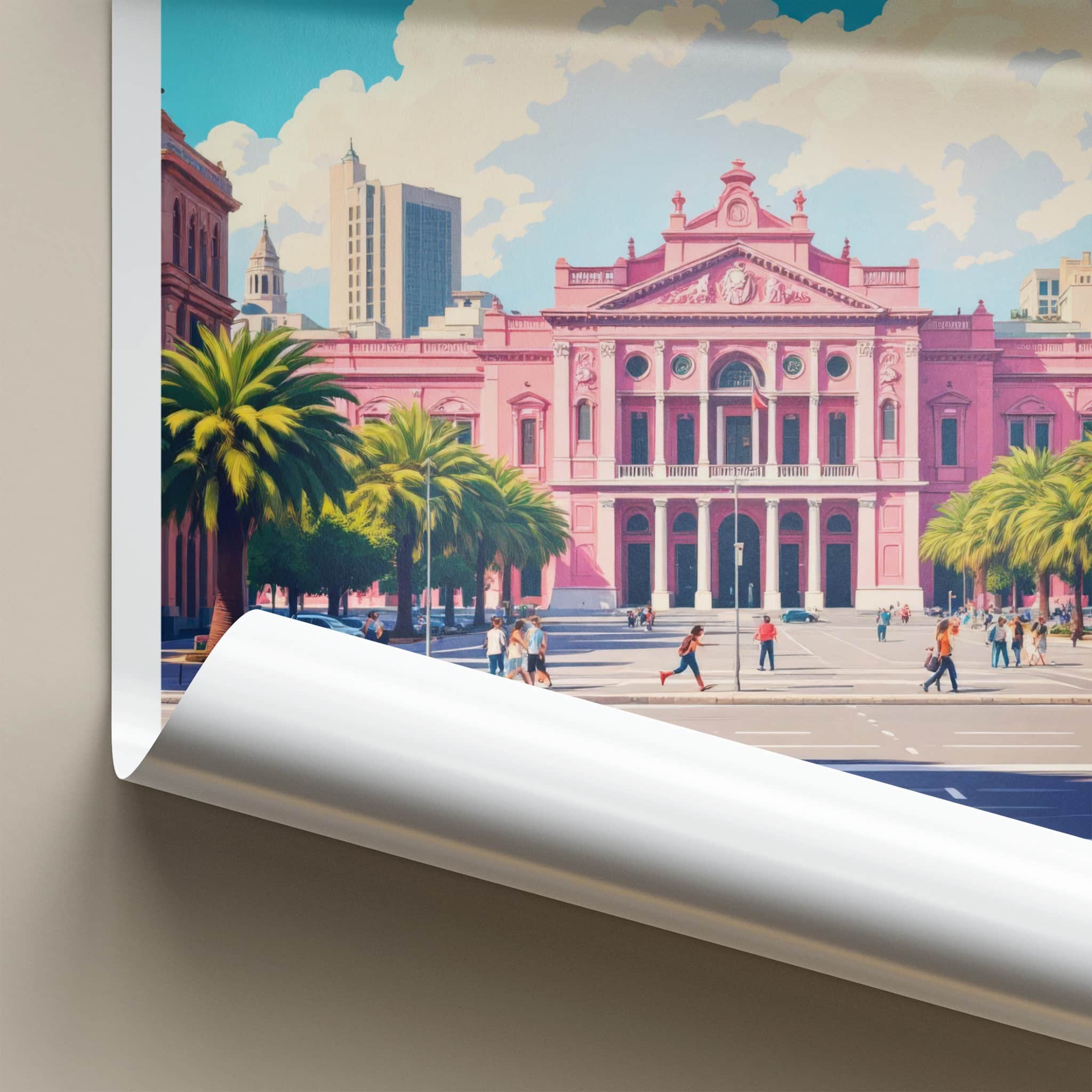 Buenos Aires Poster - Argentina Travel Art - Iconic Pink Building Home Decor