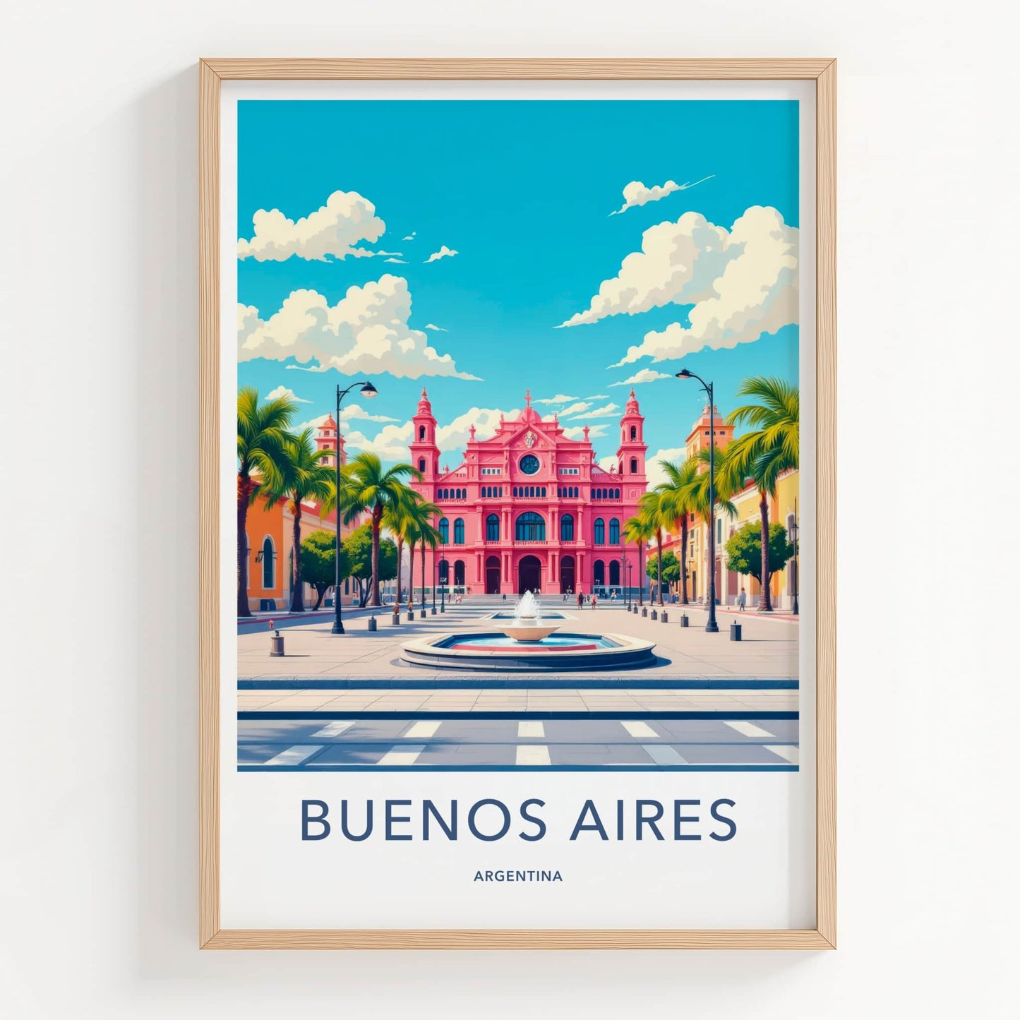 Buenos Aires Poster - Argentina Travel Art - Pink Palace Fountain Wall Decor